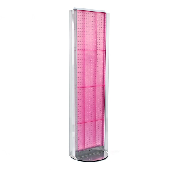 Two-Sided Pegboard Floor Display w/ C-Channel Sides on Revolving Base. Spinner Rack Stand.